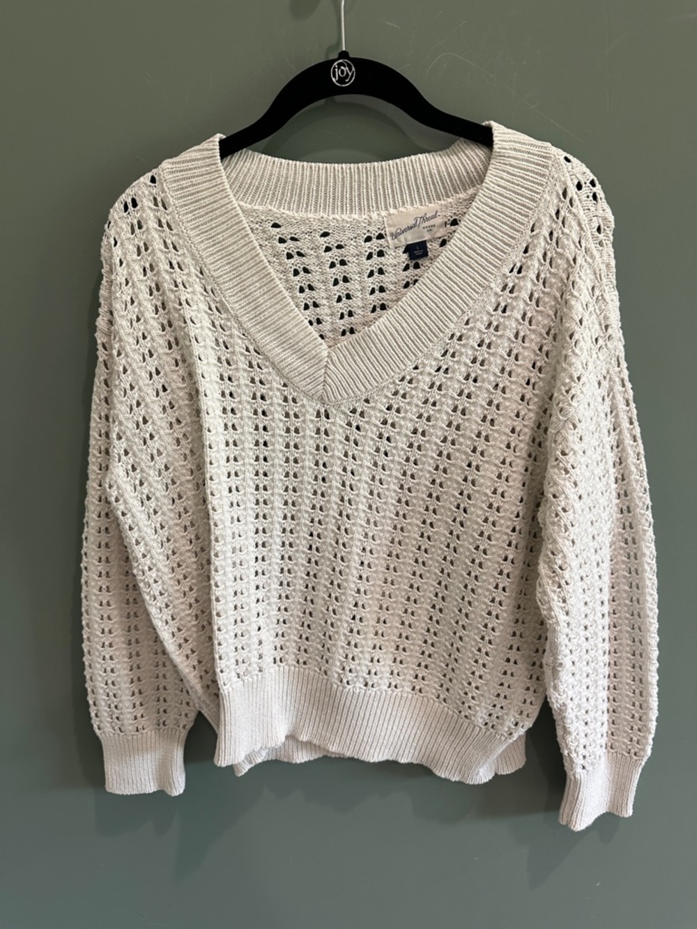 Universal Thread Open-Knit V-Neck Sweater - Cream